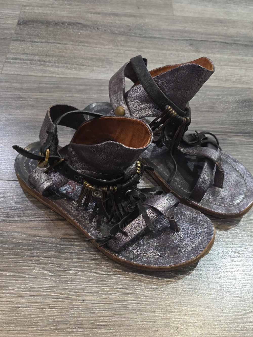 A.S.98 Silver Leather Sandals
